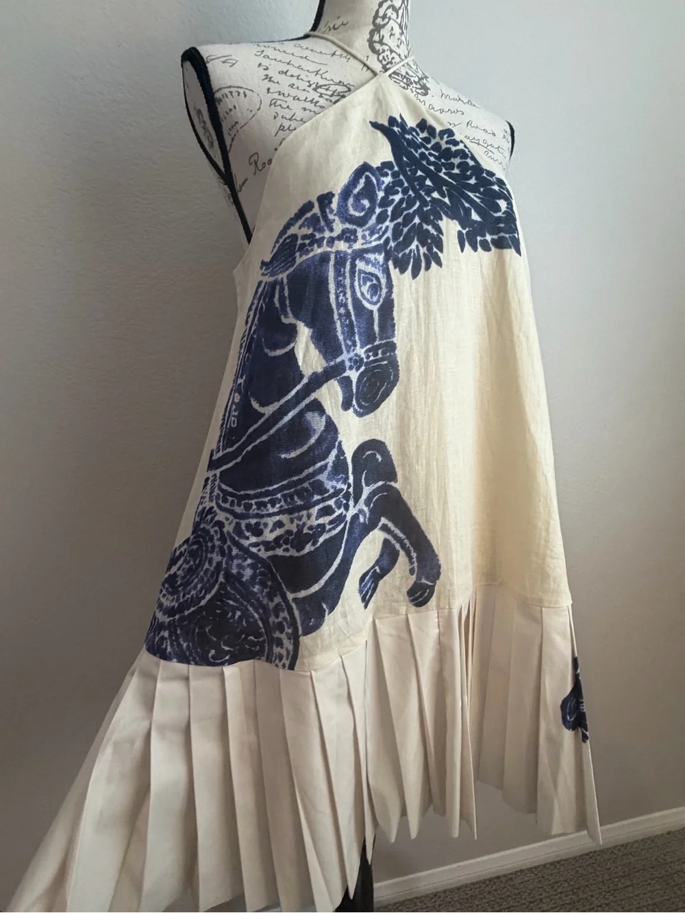 ALÉMAIS Rider Pleat Hem Mini Dress | Linen | Sz US 8 | Equestrian Coastal | NWT - Picture 4 of 11
